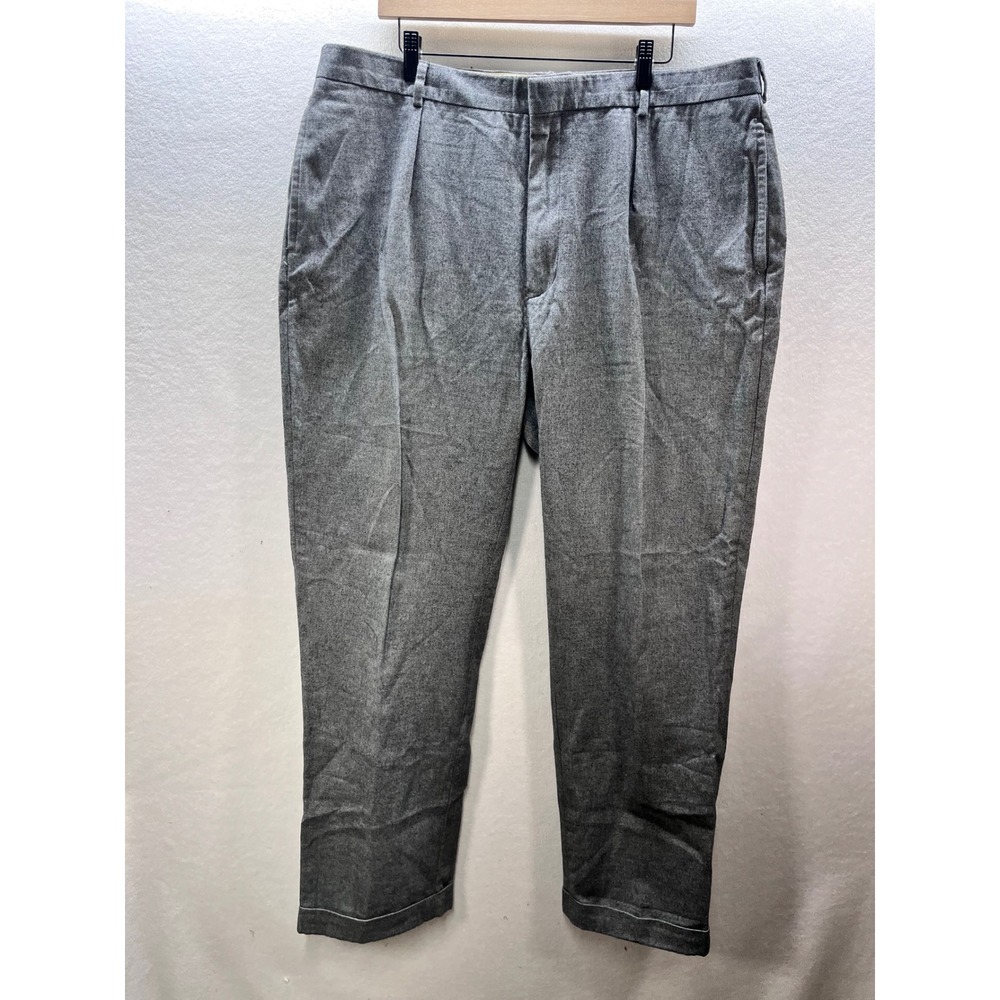 Polo Ralph Lauren Grey Wool Blend Pants Men's 40/32 Pleated Cuffed Trousers‎